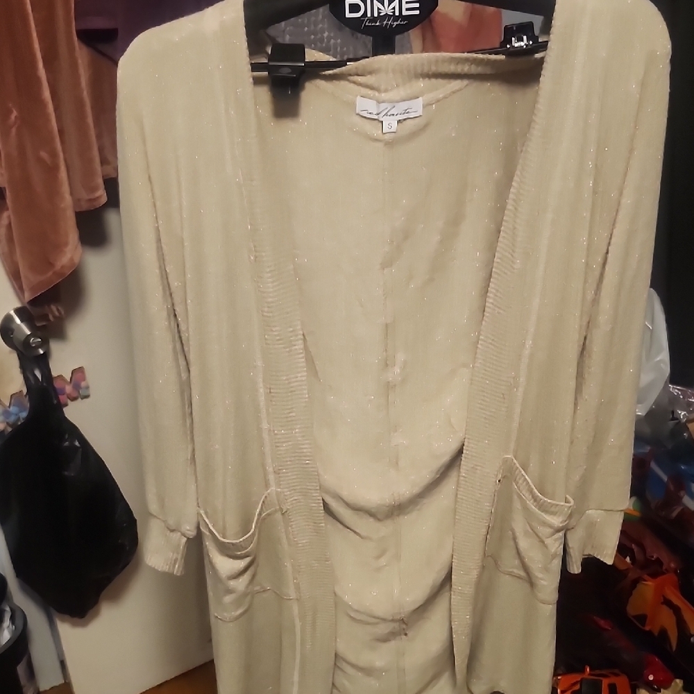 Red Haute Cream Knit Cardigan